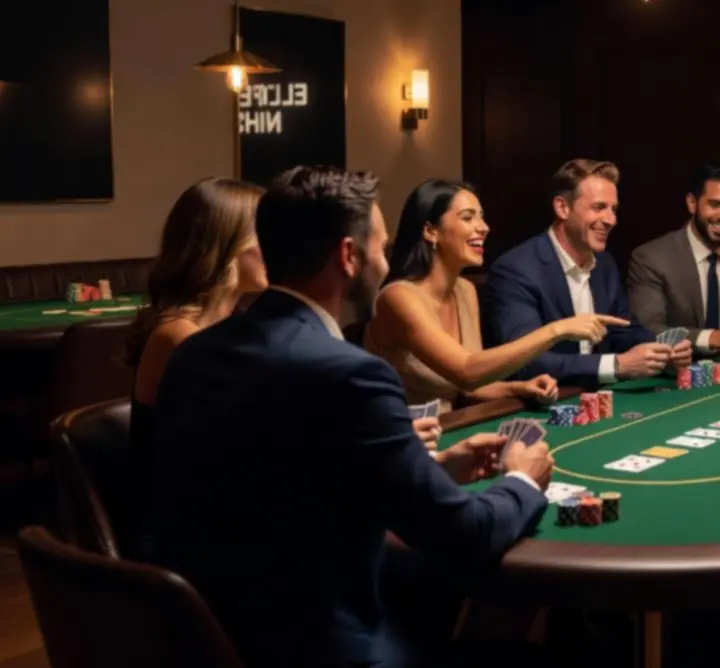 Stół pokerowy podczas eleganckiego wieczoru kasynowego zorganizowanego przez MoodSpark.click